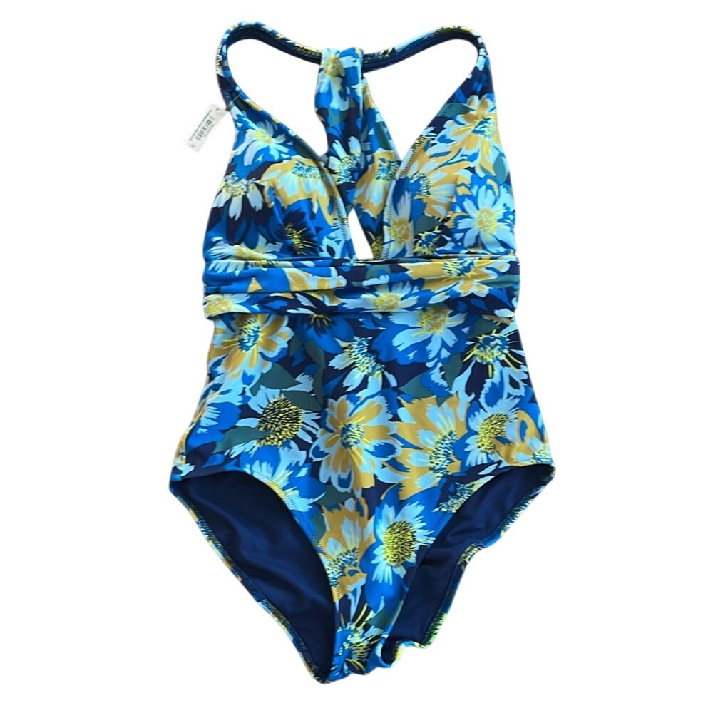 Adore Me Blue and Yellow Floral Summer Bloom‎  One Piece Swimsuit Medium